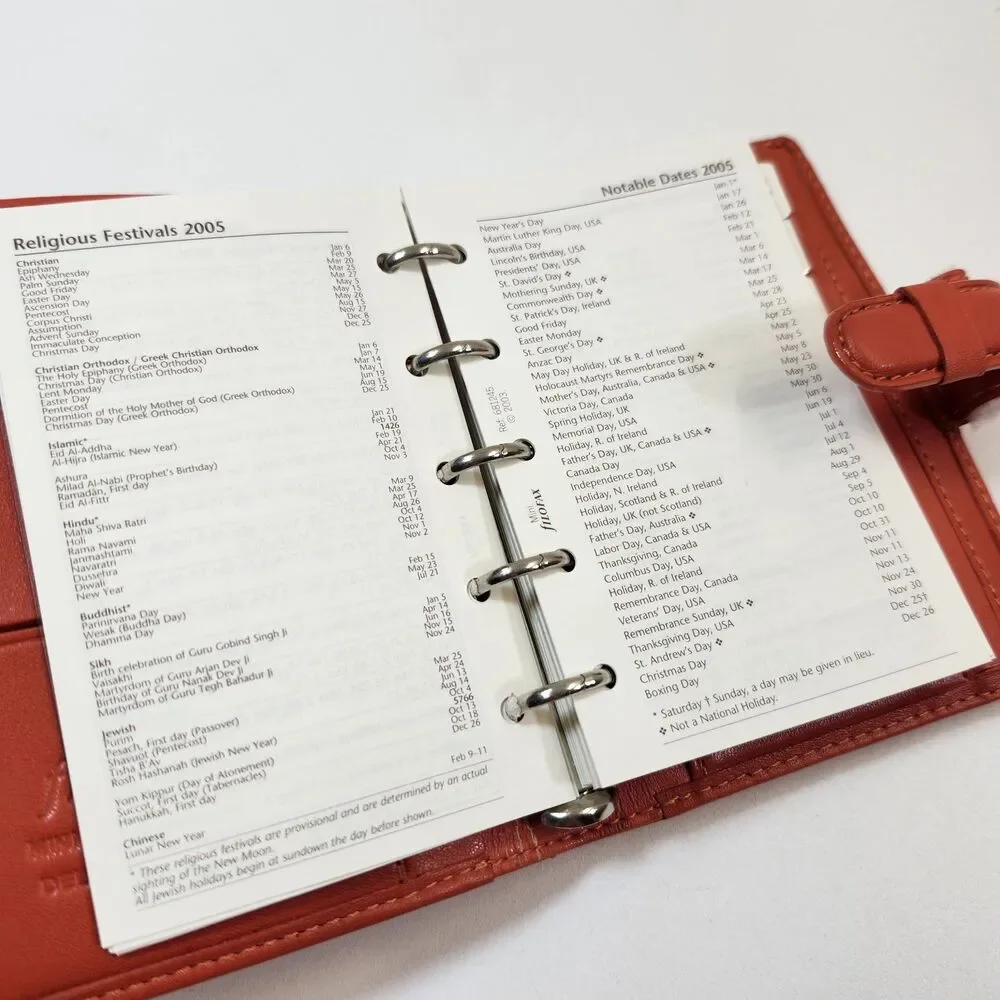 Filofax Mini Bloomsbury Organizer Deluxe Leather Orange Address Book Planner